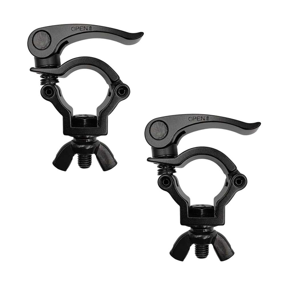 1.26-1.37inch Quick Release Stage Light Clamp Truss Clamps Heavy Duty 165lbs Dj Light Clamps Fit Pipe OD 32-35mm F24 2Pack