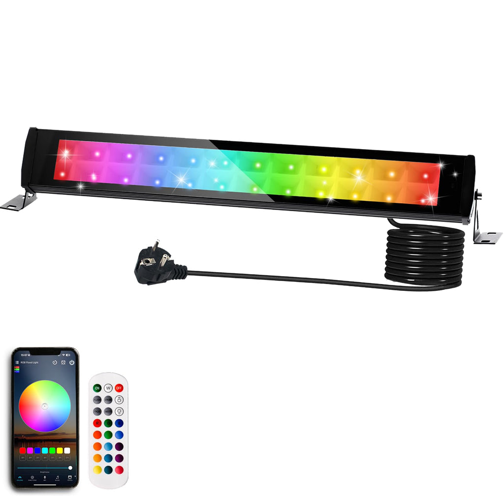 50W 2.4G Remote Control RGB Wall Washer Light, RGB Light bar with Remote Control & APP Control, for Birthday Party, Garden Lighting, Wall Display, Hotel, Building, Commercial Lighting 50W RGB*1
