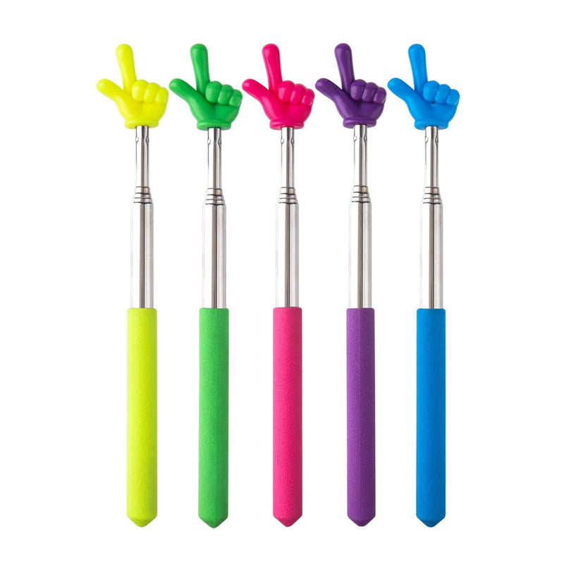 5 Pcs Retractable Teacher Pointer Sticks - Colorful Hand Pointer Stick for Classroom, Extendable Finger Pointing Tool for Teachers and Students, School Supplies for Reading and Presentation