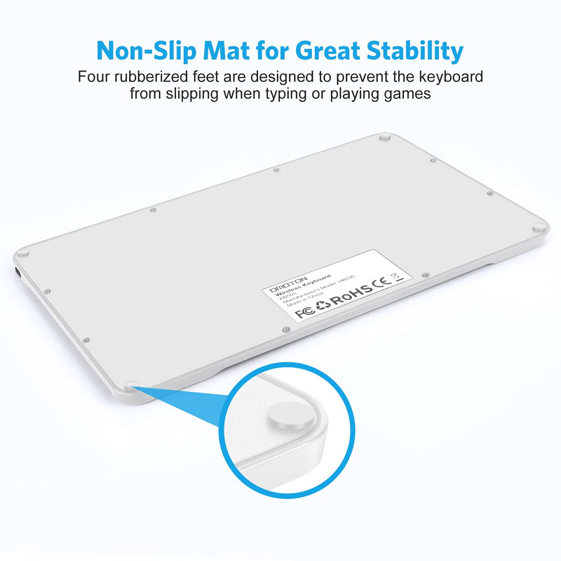 OMOTON Bluetooth Keyboard, Wireless Rechargeable Keyboard for iPad, iPad Pro, iPad Mini, iPad Air with Illuminated LED (White) White