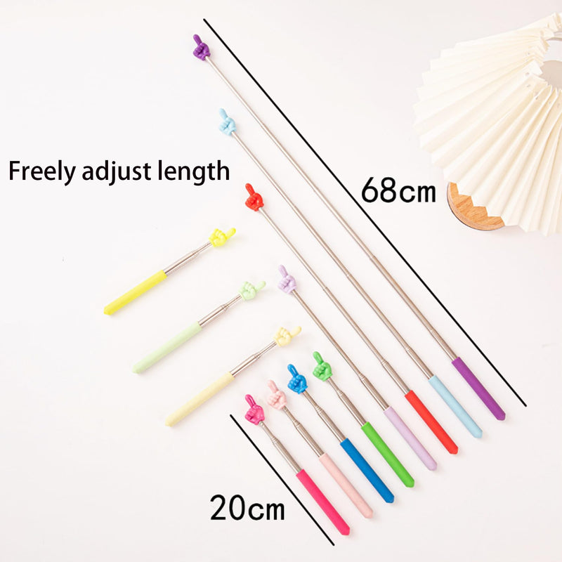 5 Pcs Retractable Teacher Pointer Sticks - Colorful Hand Pointer Stick for Classroom, Extendable Finger Pointing Tool for Teachers and Students, School Supplies for Reading and Presentation