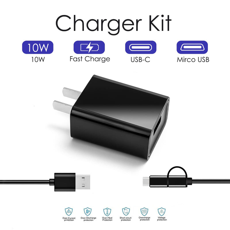 Replacement Fast Charger Adapter For kindle Paperwhite 7-11th Gen, Oasis, E-Reader, Voyage, DX, Keyboard, Touch(2nd-11th Gen), Fire [HD, HDX,7 8 10 PLUS & Kids Pro 11 Tablet Power Charger Cable Cord. Applicable all models