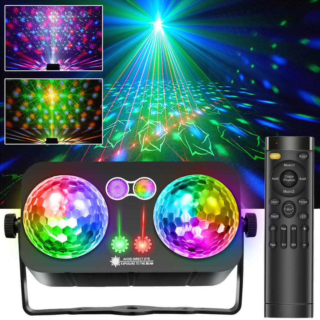 Party Lights Dj Disco Ball Light with 10 ft USB Cable 5V/3A Sound Activated Strobe Stage Lighting for Parties Indoor Dance Bar Club Birthday Karaoke Halloween Christmas New Years Rave Show