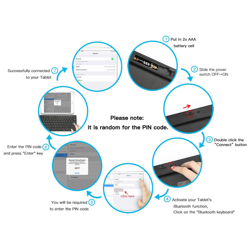 OMOTON Ultra-Slim Bluetooth Keyboard Compatible with iPad 10.2(8th/ 7th Generation)/ 9.7, iPad Air 4th Generation, iPad Pro 11/12.9, iPad Mini, and More Bluetooth Enabled Devices, Black