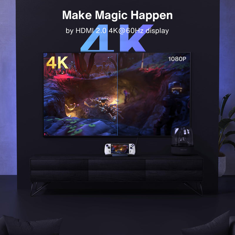 iVANKY 8-in-1 Docking Station for Valve Steam Deck OLED/ASUS ROG Ally/Lenovo Legion Go/MSI Claw, ROG Alloy/Stream Deck Dock Hub with HDMI 4K@60Hz, Gigabit Ethernet, 3*USB-A 3.0, 100W USB-C Charge Without Power Supply Tarnish