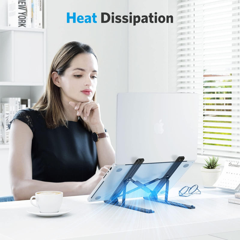 Portable Laptop Stand, OMOTON Laptop Stand for Desk Ergonomic 7-Levels Angles Adjustable Computer Stand, ABS Laptop Riser Holder Compatible with All Laptops and iPad(10-15.6") Black