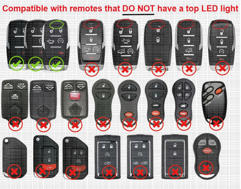 (2 Pack CR2032 Key fob Battery Replacement for Jeep Dodge Chrysler Key fob Prox fits 2008-2022 Case Shell 300 Challenger Dart Durango Grand Caravan Journey RAM Cherokee Routan Town