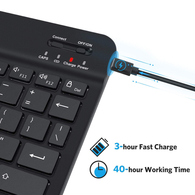 OMOTON Bluetooth Keyboard, Wireless Rechargeable Keyboard for iPad, iPad Pro, iPad Mini, iPad Air with Illuminated LED (Black) Black