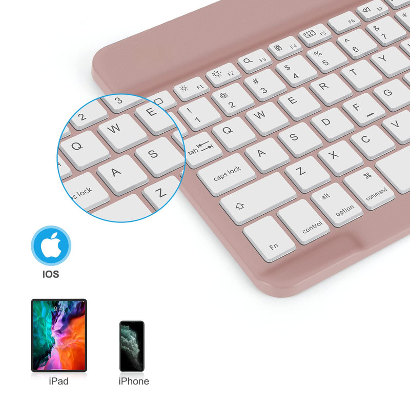 Bluetooth Keyboard, OMOTON Wireless Rechargeable Keyboard for iPad, iPad Pro, iPad Mini, iPad Air with Illuminated LED (Rose Gold) Rose Gold