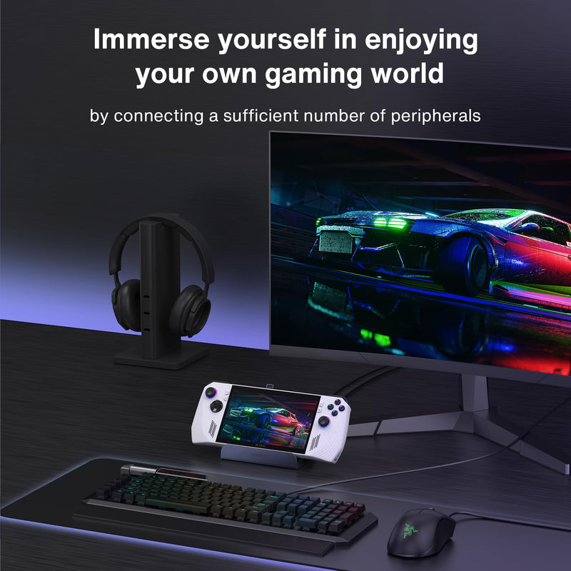 iVANKY 8-in-1 Docking Station for Valve Steam Deck OLED/ASUS ROG Ally/Lenovo Legion Go/MSI Claw, ROG Alloy/Stream Deck Dock Hub with HDMI 4K@60Hz, Gigabit Ethernet, 3*USB-A 3.0, 100W USB-C Charge Without Power Supply Tarnish