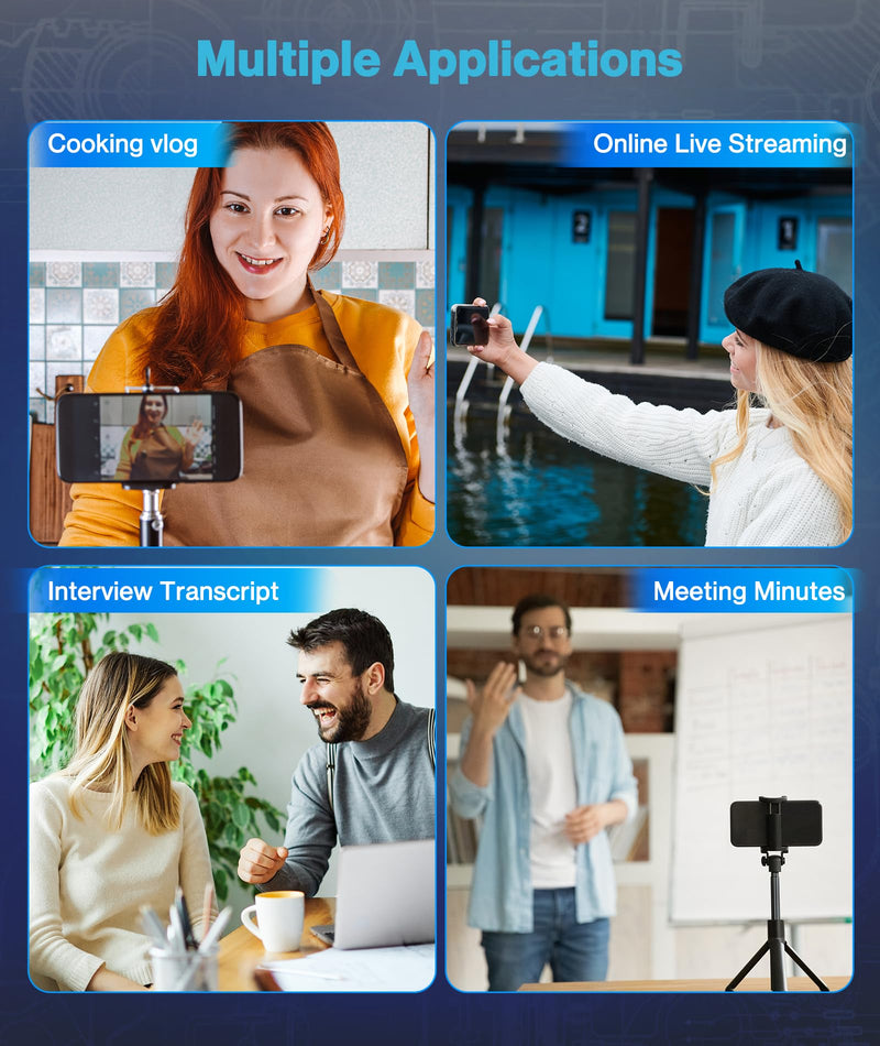 Wireless Lavalier Microphone for Android/iPhone/Computer/Laptop, Wireless Mic for iPhone15 with Noise Reduction Chip, Mini Microphone for Recording Podcast YouTube, TikTok(2 Pack)