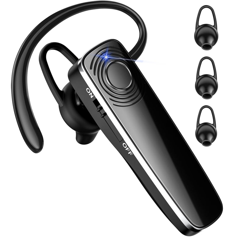 New bee Bluetooth Earpiece with Mic V5.1 Wireless Handsfree Headset 12H Talktime Driving Headset Compatible with iPhone Android Samsung Laptop Driver Cell Phone Black