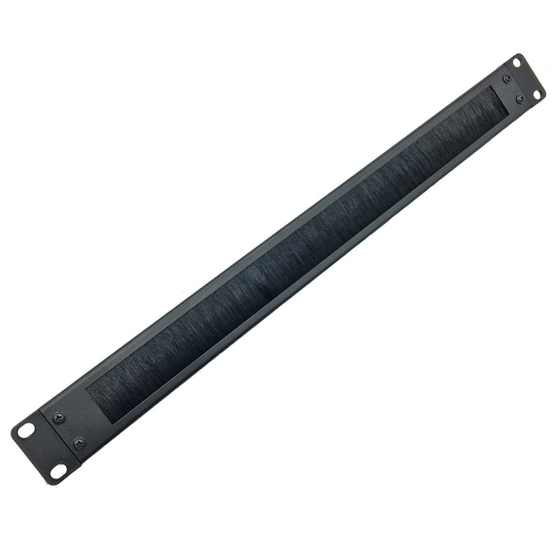 Jingchengmei 1U Disassembled Rack Mount Cable Management Panel with Brush for Cable Entry for 19-Inch Rack or Cabinet Black (BF01UAB2) Brush Panel