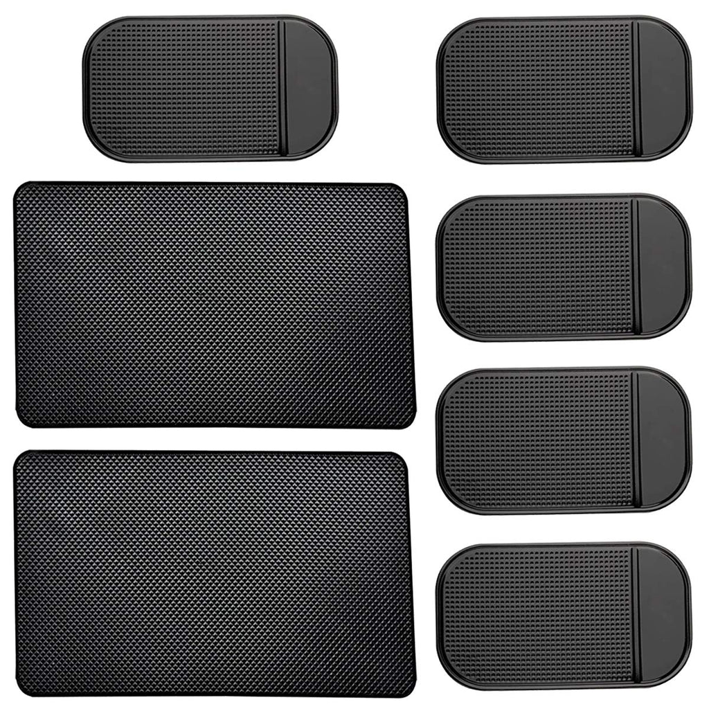 7 Pack Car Dashboard Anti-Slip Mat, 2 Sizes Heat Resistant Sticky Non-Slip Ripple Dash Grip Silicone Pad for Cell Phone Sunglasses Keys by ACKLLR,Black