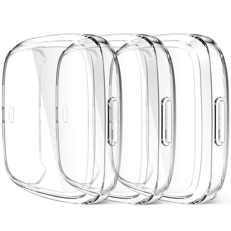 Maledan Compatible with Fitbit Versa 2 Screen Protector Case, 3 Pack Clear Ultra Thin Full Protective Case Cover Scratch Resistant Shock Absorbing for Versa 2 Smartwatch Bands Accessories Clear*3
