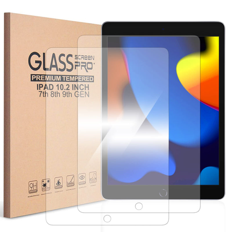 KIQ 2 Pack Tempered Glass Compatible iPad 9th 8th 7th Generation (10.2 Inch ipad Screen Protector 9/8/7 gen 2021 2020 2019)