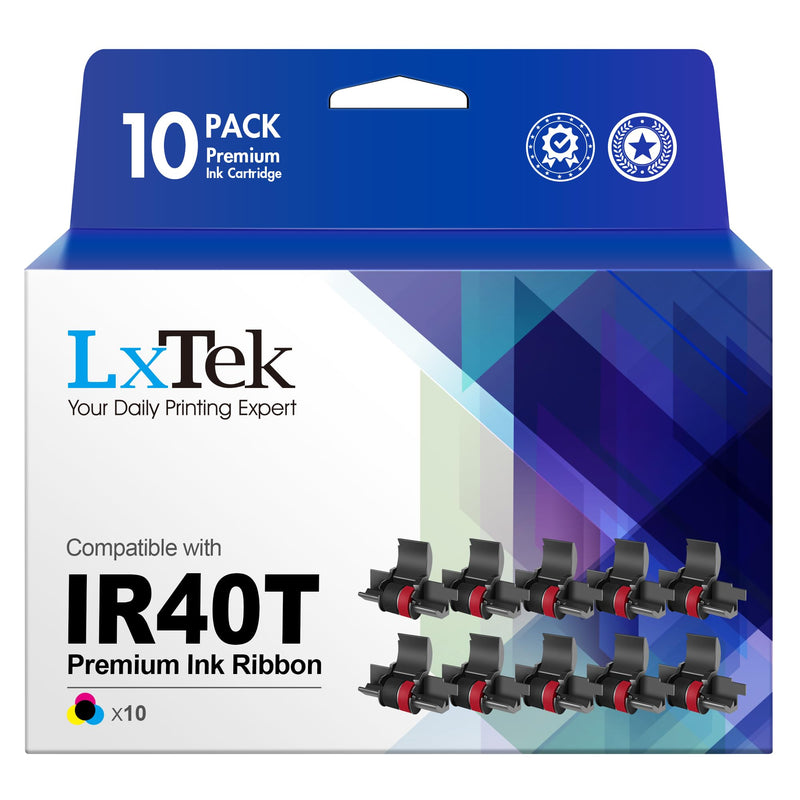 LxTek Replacement for IR40T IR-40T CP13 MP-12D Calculator Ink Roller Printer Ribbons use with Canon, Sharp EL-1750V, EL-1801V (Black/red, 10-Pack, Individually Sealed)