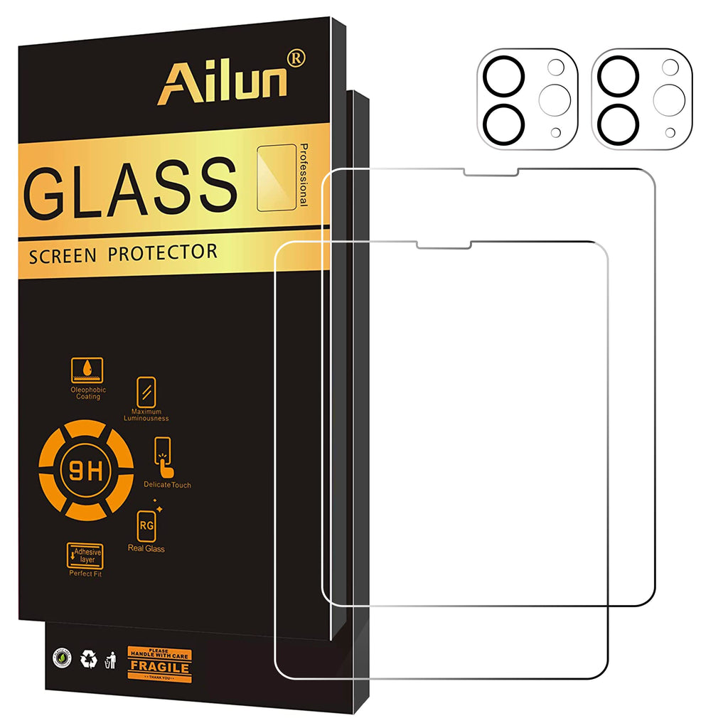 Ailun 2 Pack Screen Protector for iPad Pro 12.9 2022 6th & 2021 5th 2020 4th Generation + Camera Lens Protector,Tempered Glass Anti-Scratch Case Friendly, Compatible with Face ID Apple Pencil