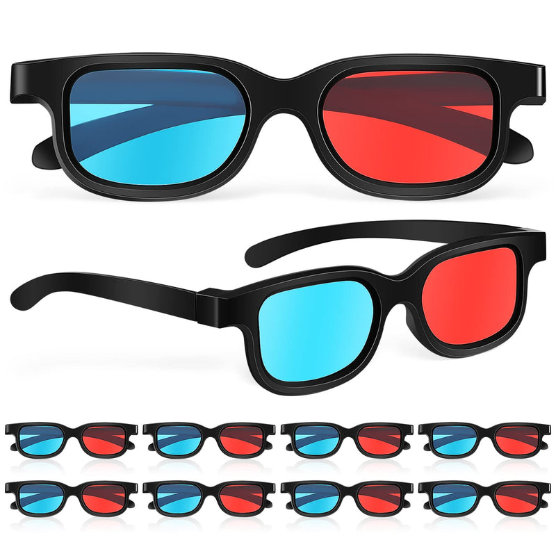 Milisten 10 Pcs 3D Glasses for TV Movie, Red Blue 3D Glasses, 3 Dimensional Glasses 3D Viewing Glasses for Anaglyph Stereoscopic Movie Book Photos Projector Computer Screens Game