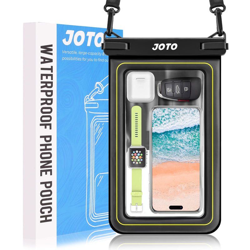 JOTO IP68 Large Waterproof Floating Phone Pouch, Big Float Dry Bag Cellphone Holder Case for iPhone 14 13 12 11 Pro Max Galaxy S23 Ultra S22 S21 Waterproof Wallet for Cash Card Watch -Black Black