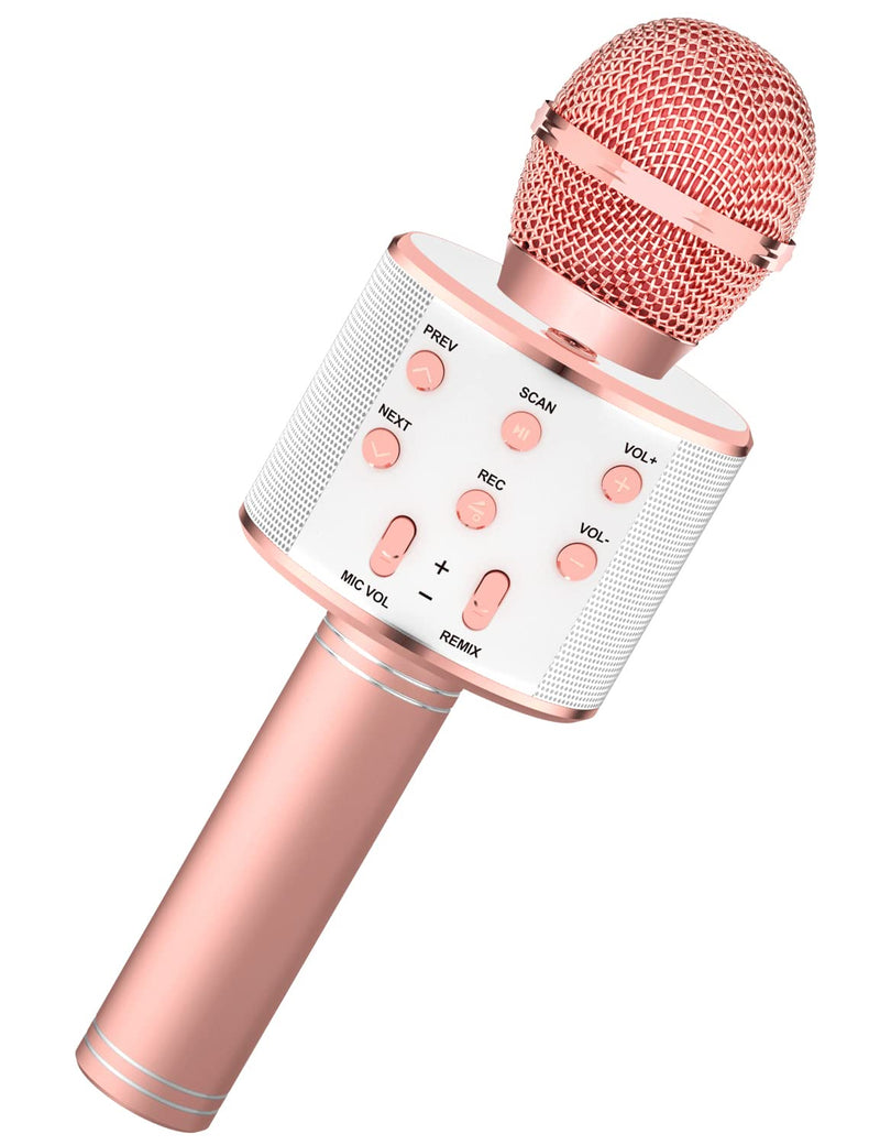 Amazmic Karaoke Microphone for Kids,Wireless Bluetooth Microphone for Singing, Handheld Microphone Portable Karaoke Machine Gift for Girls and Boys Adults Birthday Party, Home KTV(Rose Gold) Rose Gold