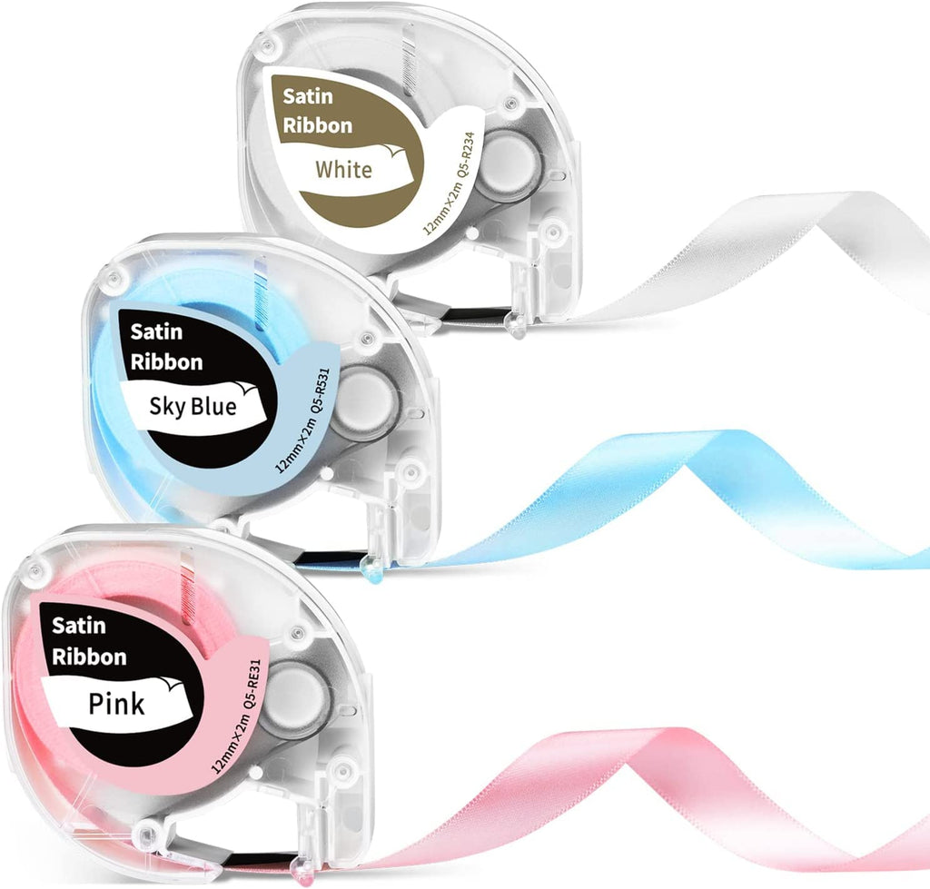 Phomemo P12 Labels Satin Ribbon Label Tape, P12 Tape Work with Dymo LetraTag LT-100H 200B Label Maker, Label Maker Refills for Phomemo P12 & P12-Pro Label Maker, Compatible Dymo Letratag Tape, 3 Pack Satin Ribbon Labels in Mixed Colors