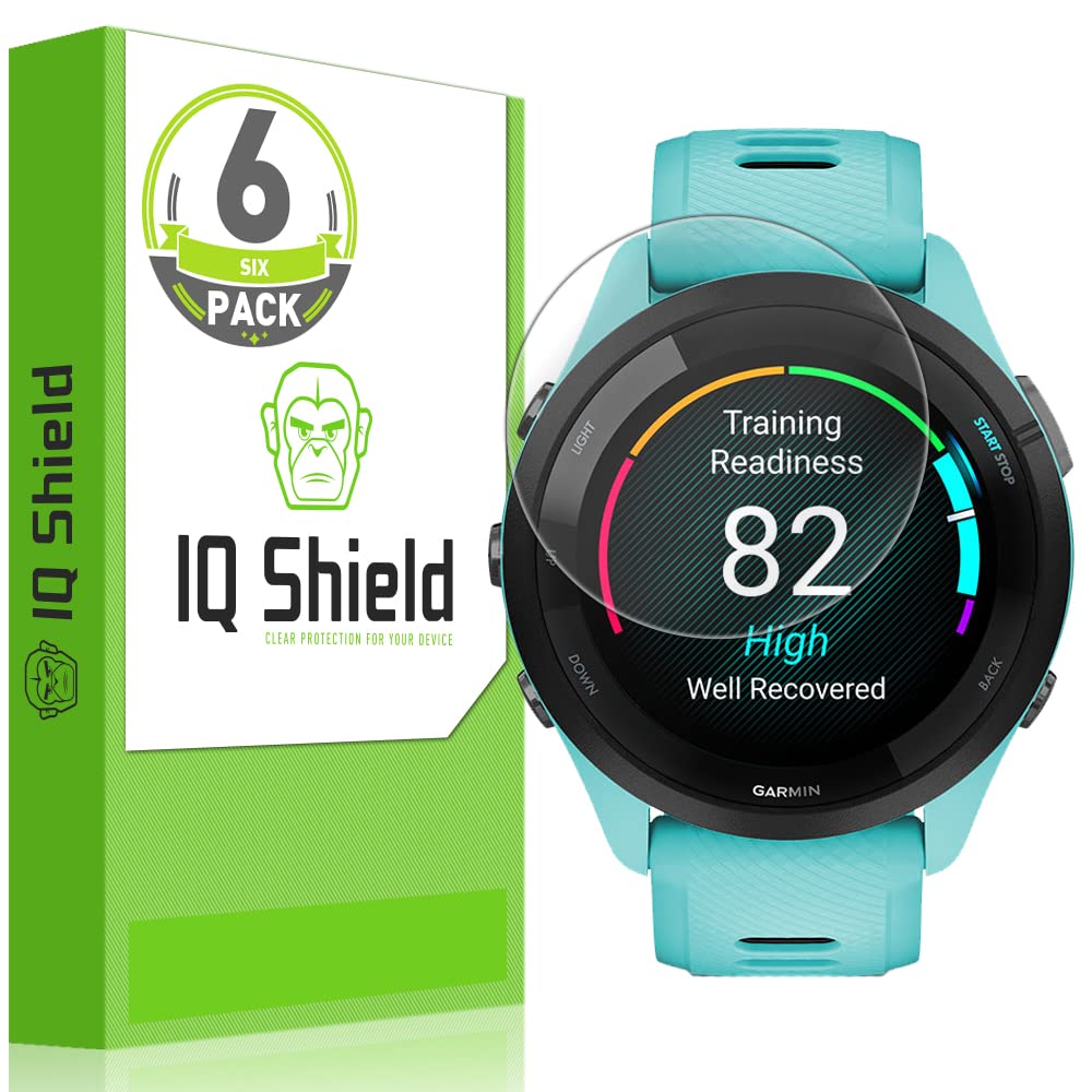 IQShield Screen Protector Compatible with Garmin Forerunner® 265 (6-Pack) Anti-Bubble Clear Film 1.30 INCH