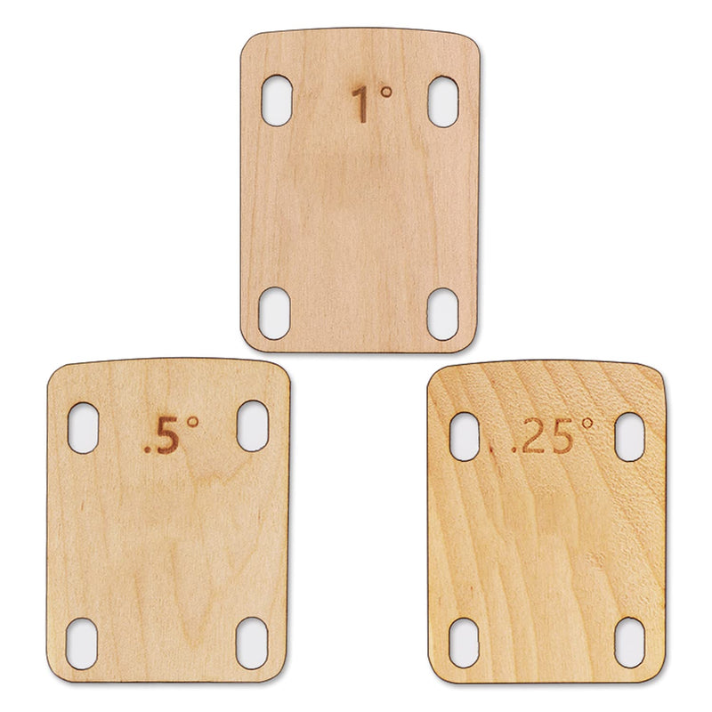 3pcs Guitar Neck Shims, Solid Maple Wood Guitar Neck Shim Protection 0.25, 0.5 and 1 Degree Guitar Neck Plate Tool for Guitar Bass Repairment