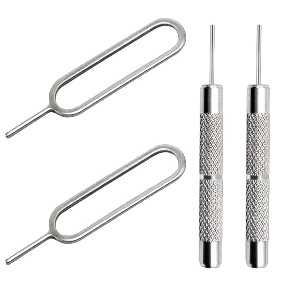 4 Pcs SIM Card Removal Openning Tool Tray Eject Pins Needle Opener Ejector Compatible with All iPhone Apple iPad HTC Samsung Galaxy Cell Phone Smartphone Watchchain Link Remover