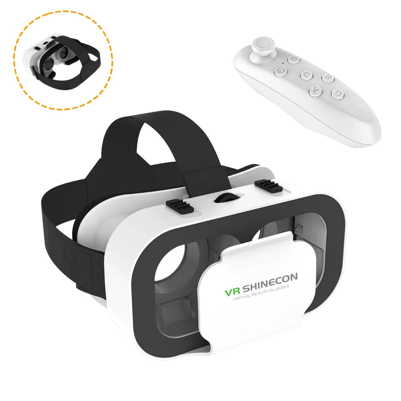 VR Glasses Virtual Reality Headset Compatible with iPhone and Android Adjustable 3D VR Phone Headset for 4.7 to 6.5 Inch,with Controller for Mobile Gaming and Movies
