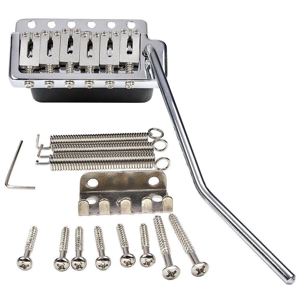 Wilkinson 54mm (2-1/8 inch) Full Block ST Guitar Tremolo Bridge Pop-In Arm 6 Screws for Squier/Mexico Fender/MIJ Strat, Chrome