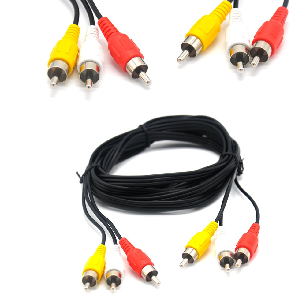 Padarsey RCA 10FT Audio/Video Composite Cable DVD/VCR/SAT Yellow/White/red connectors 3 Male to 3 Male 10ft Male to Male