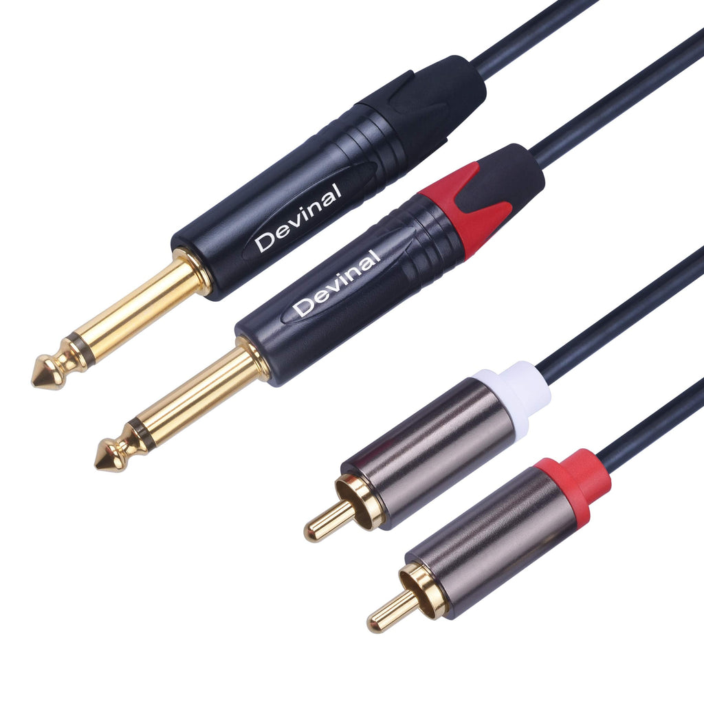 Devinal 1/4 to RCA Cable, Dual RCA to Dual 1/4 TS Interconnect Cable, Double 6.35mm Mono to 2 RCA/Phono Stereo Patch Cable Cord Adapter 5 Foot 1.5m 5 FT