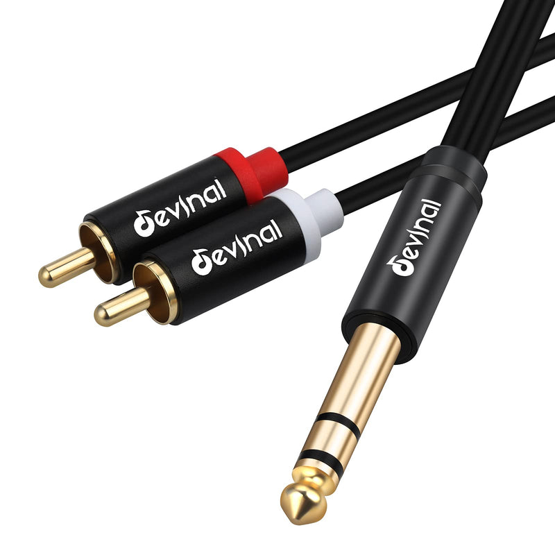 Devinal 1/4" inch TRS to RCA Y Splitter Cable, 6.35mm Stereo to 2 RCA Phono Insert Cable, Dual RCA to Quarter inch Audio Breakout Cable Cord 5 feet/ 1.5 Meters 5 FT
