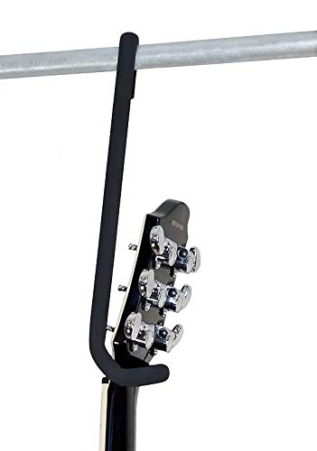 Guitar Bar Hanger No Slip Padded Hard Metal 12” Closet Bar Hanger - 6 String Electric & Acoustic Guitars 4 String Bass - Not Guitar Stand Display Storage In A Closet - Over Head Pipe - Your Rack