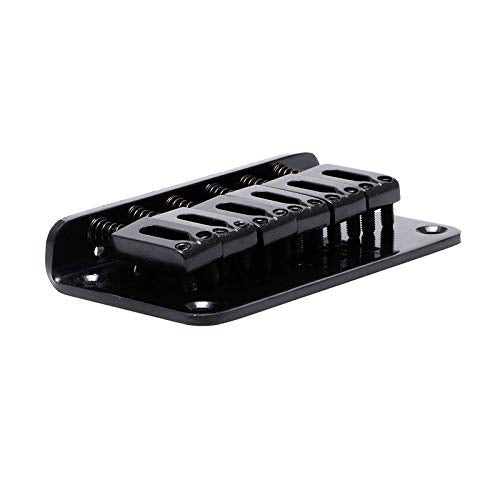 78MM Metal Fixed Hardtail Saddle Bridge Top Load Guitar Tailpiece for 6 String Fender Strat Tele Electric Guitar,Black Black
