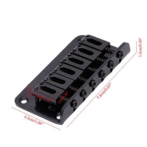 78MM Metal Fixed Hardtail Saddle Bridge Top Load Guitar Tailpiece for 6 String Fender Strat Tele Electric Guitar,Black Black