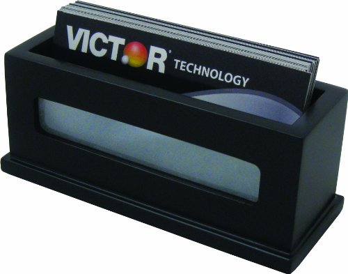 Victor Midnight Black Business Card Holder, 1.8" x 4.3" x 1.6"