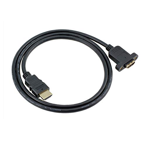 Qaoquda Panel Mount HDMI Extension Cable High Speed HDMI Male to Female Extension Cable with Screw Nut Support 4K Resolution for Blu Ray Player, 3D TV, Roku, Xbox360,Black (3.3FT/1M) 3.3FT/1M