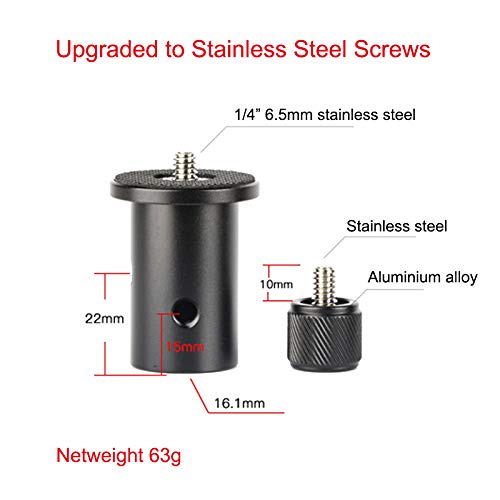 Mounting Adapter Converts Standard 5/8" (16mm) Female Light Stand Tip or Stabilizer Spring Arm Rod to 1/4" x 20 Thread for Camera,Flash Light,Gimbal