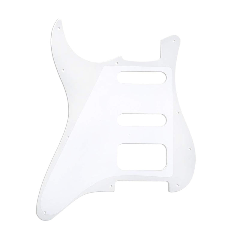 Musiclily Pro 11-Hole Round Corner HSS Guitar Strat Pickguard for USA/Mexican Stratocaster 3-screw Humbucking Mounting Open Pickup, 3Ply Parchment