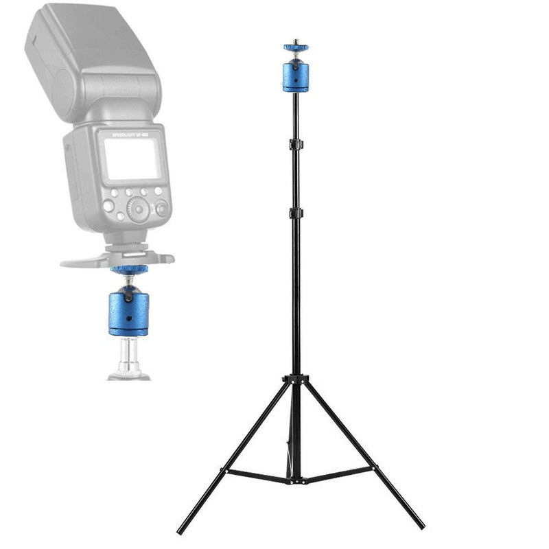 EXMAX Mini Ball Head Aluminum Alloy Tripod Ball Head with 1/4" Screw Thread Base Mount 360 Degree Rotatable for Monopods DSLR Cameras HTC Vive Camcorder Light Stand Ring Light Max. Load 4.4lbs (Blue) Blue