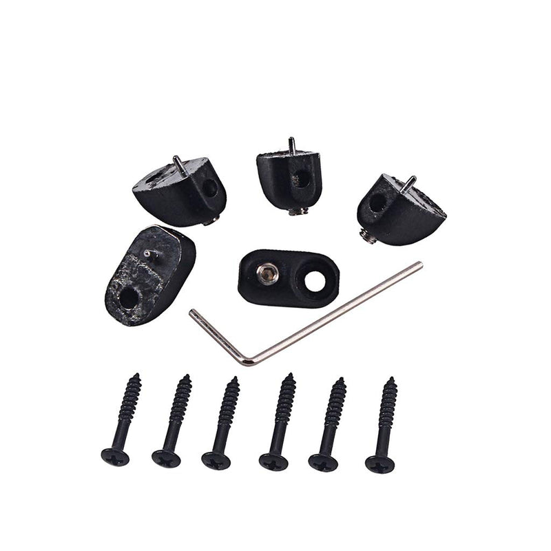 Alnicov High Quality Guitar Parts Headless Electric Bass Guitar String Nut Set with 1 Wrench 6 Screw - Black