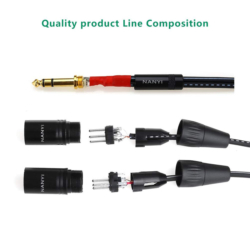 NANYI 6.35mm To 2XLR microphone splitter audio Cables, TRS Stereo Male to Dual XLR Male Interconnect Audio Microphone Cable Y Splitter Adapter Cable - 3Meters 6.35mm - 2 XLR Male - 3Meters