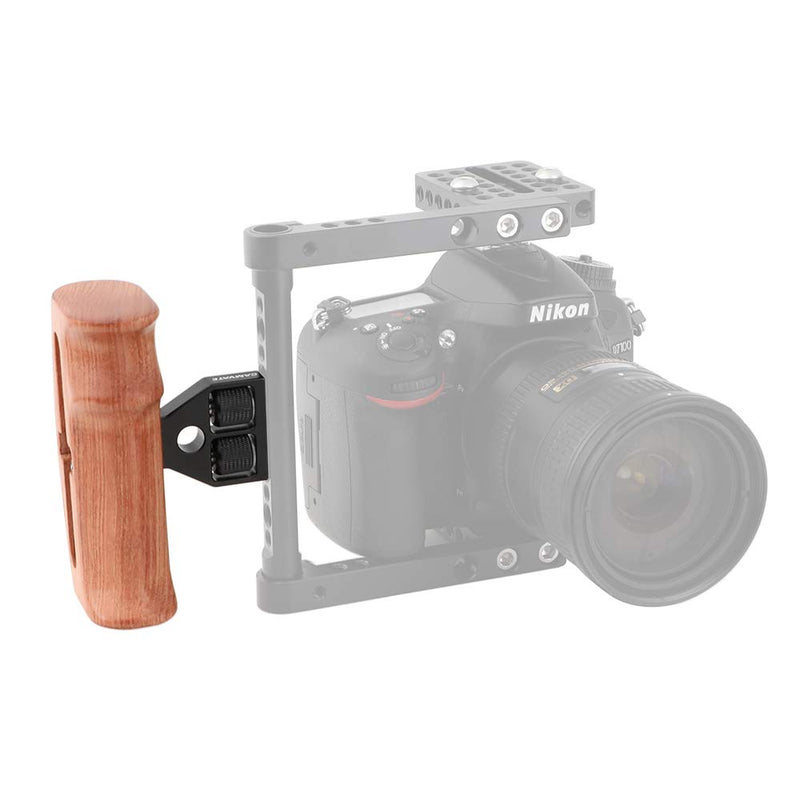 CAMVATE Wooden Hand Grip with 1/4" Mounting Screws Connector for DSLR Camera Cage (Swith to Fit Right/Left Hand)