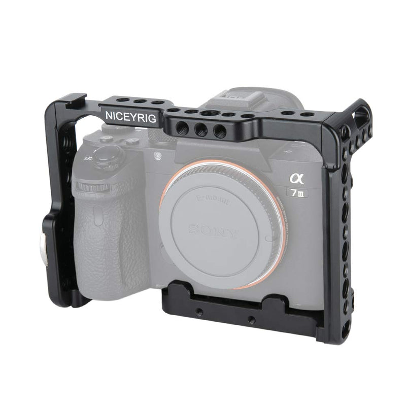 NICEYRIG Camera Cage for Sony A7III/ A7RIII/ A7RIV/ A7SIII/ A7SII/ A7RII/ A7II/ A9, with ARRI Rosette NATO Rail Cold Shoe - 172