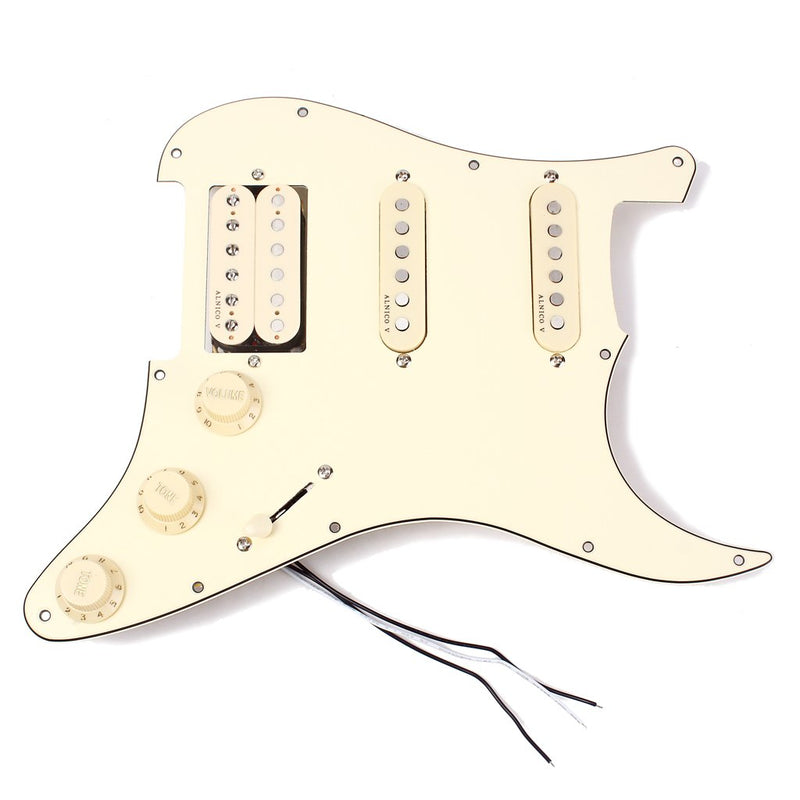 Alnicov 3-ply SSH Loaded Prewired Pickguard Humbucker Pickups Set for Strat ST Electric Guitar Cream