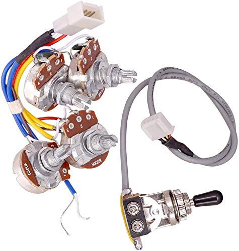 1 Set Guitar Circuit Wiring Harness Kit With 2 Pieces A500k B500K Pots and 1 Piece 3 Way Toggle Switch fit for LP Electric Guitar