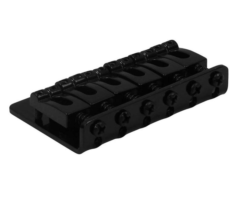 6 String 65MM Metal Fixed Hardtail Saddle Bridge Top Load Guitar Tailpiece for Fender Strat Tele Electric Guitar,Black Black