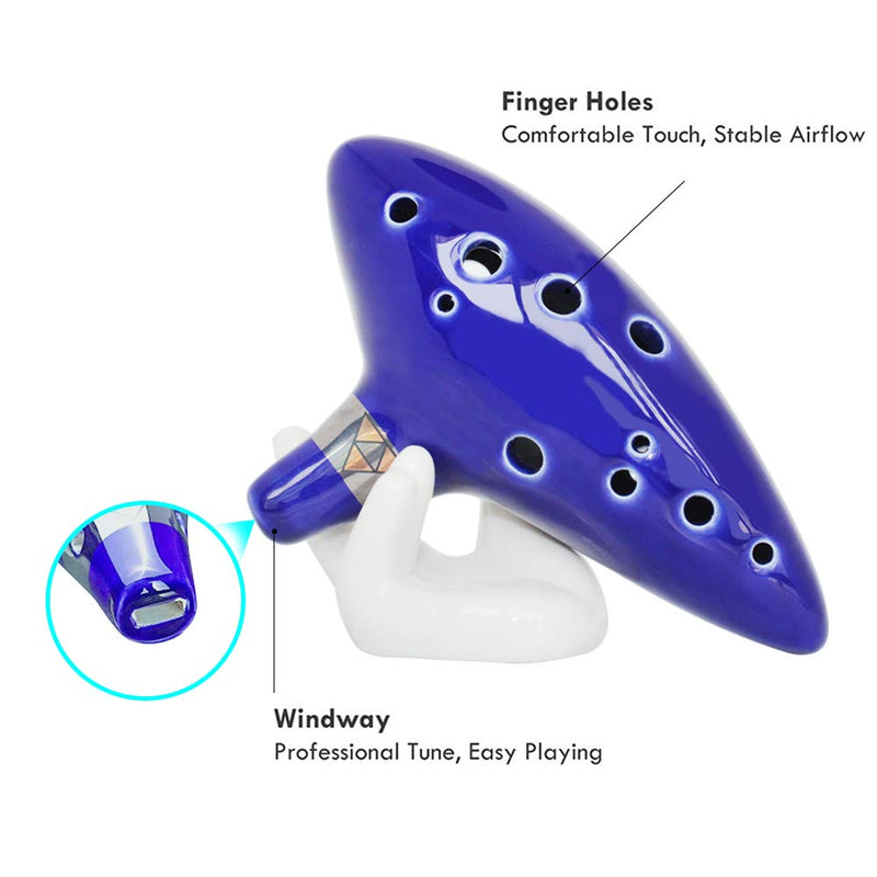 SENHAI Zelda Ocarina Instrument with Neck Strap Cord and Song Book (Songs From the Legend of Zelda), 12 Hole Alto C Zelda Ocarinas With Gift Box, Hand-shape Display Stand and Black Protective Bag